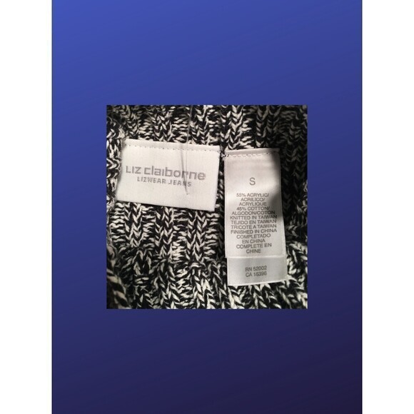 𝅺LIZ CLAIBORNE LIZ WEAR Mock Turtleneck Knit Sweater, BLACK/WHITE, Size XS, EUC - Picture 3 of 8